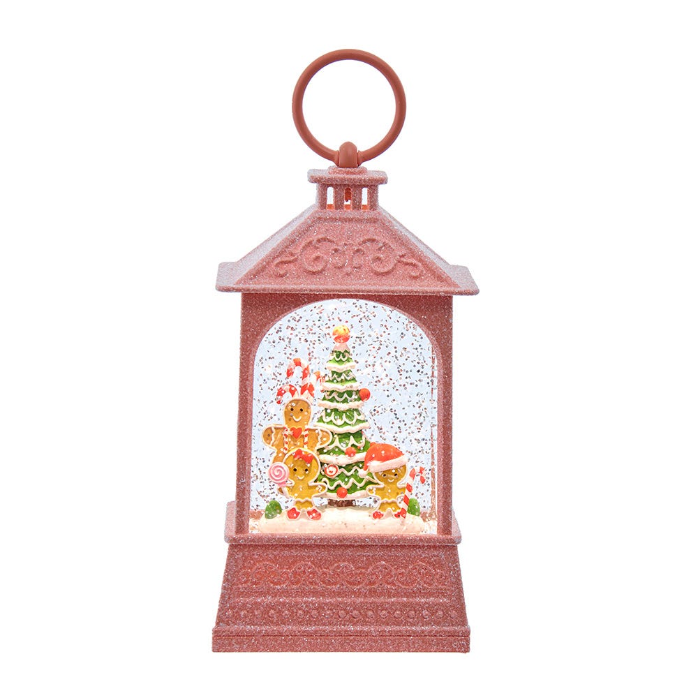 Kurt Adler 8.37-Inch Battery-Operated USB LED Lighted Gingerbread Water Lantern JEL1071