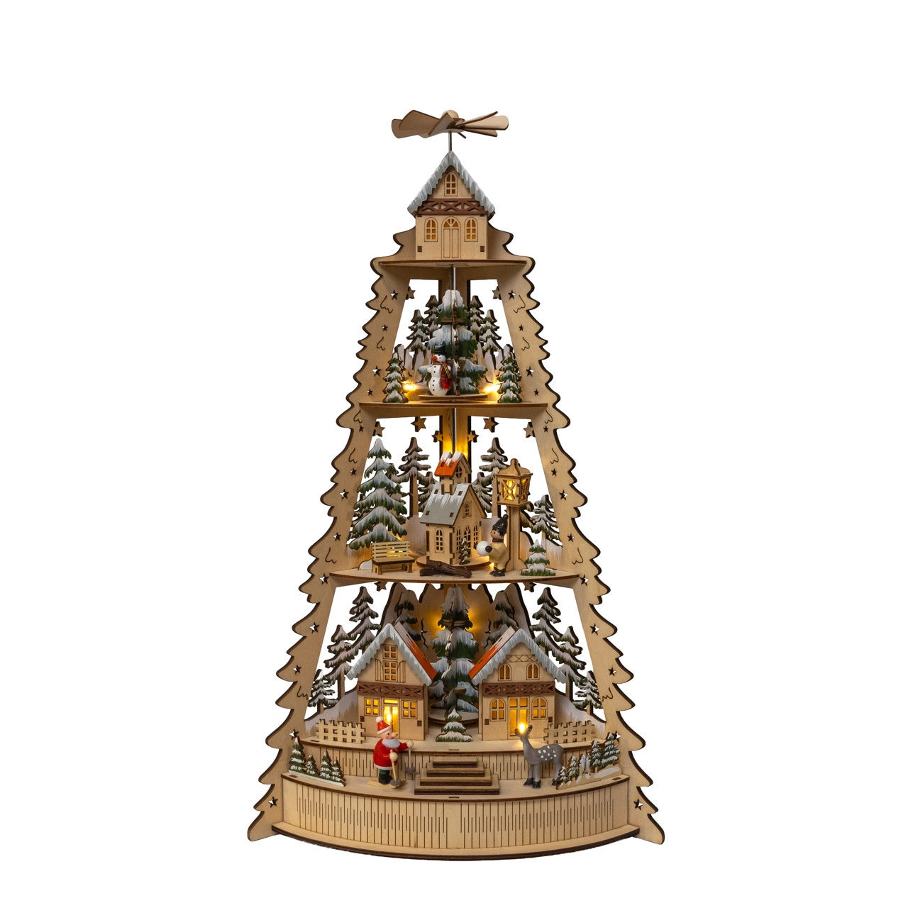 Kurt Adler 21.25" Battery Operated LED Lighted Half Tower Village Scene & Santa #JEL1082
