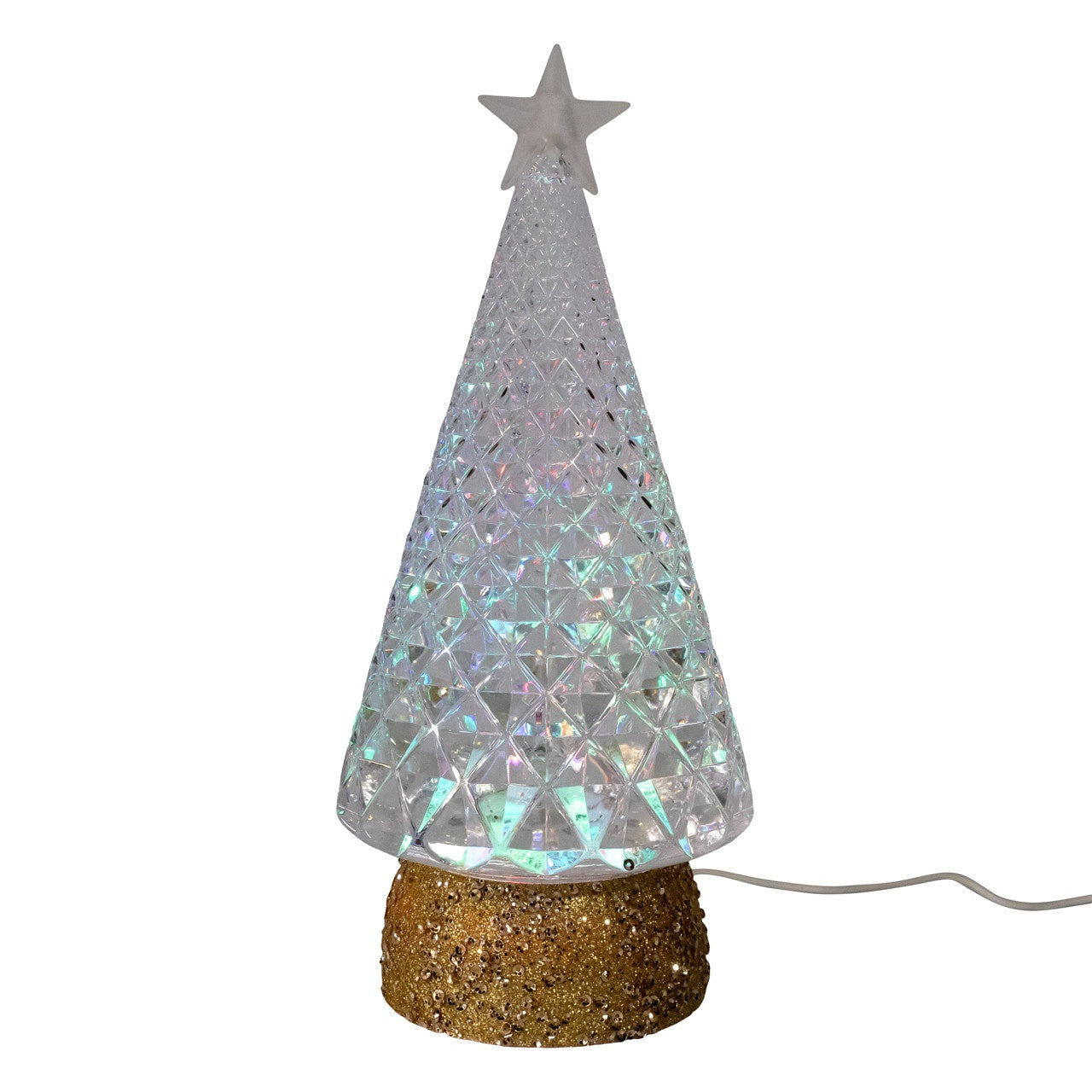 Kurt Adler 10" Battery Operated RGB LED Tree With Star & Spinning Glitter Water Lantern #JEL1095
