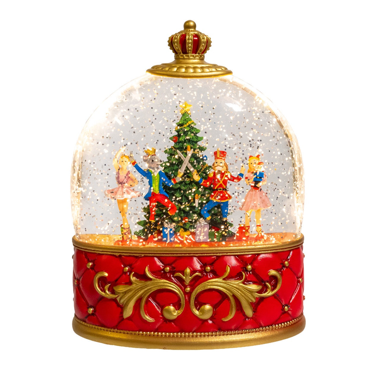 Kurt Adler 8" Battery Operated USB C LED Nutcracker Suite Crown With Tree Spinning Glitter Water Lantern #JEL1097