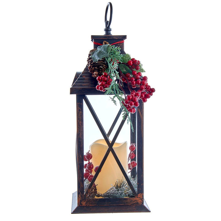 Kurt Adler 13.75-Inch Battery-Operated Deco Lantern with Candle