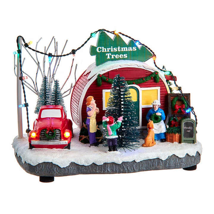 Kurt Adler 4.7-Inch Battery Operated Lighted "Christmas Trees" Village Shop