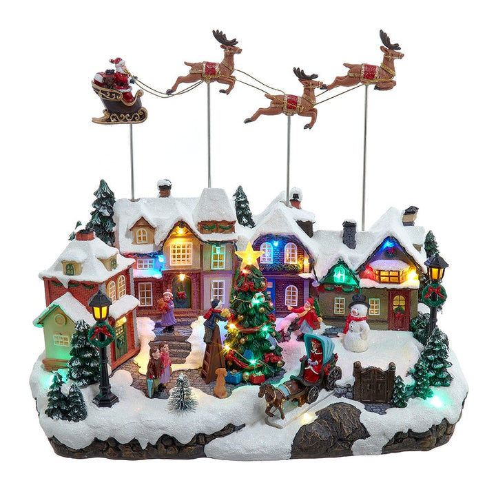 Kurt Adler 11.8-Inch Multicolored LED Lighted Musical Santa and Sleigh Table Piece