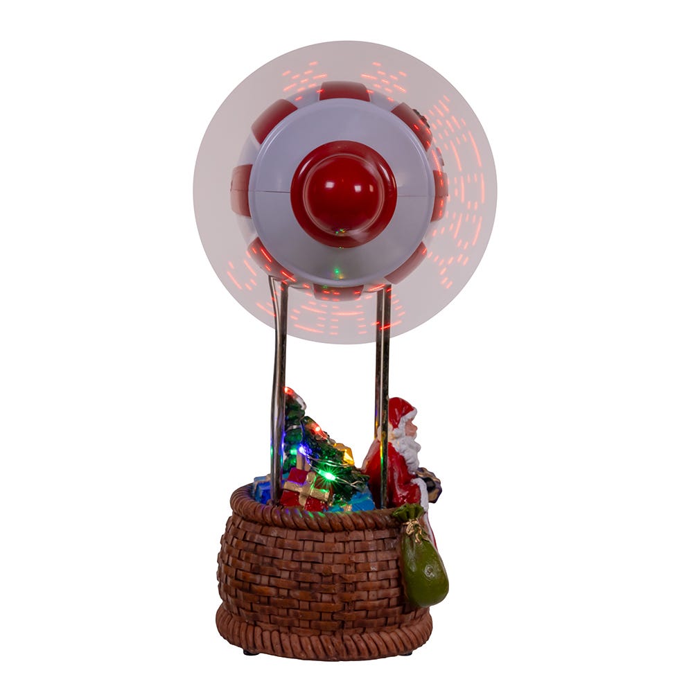 Kurt Adler 8-Inch Battery Operated Musical Santa Hot Air Balloon Table Piece With Digital Propeller
