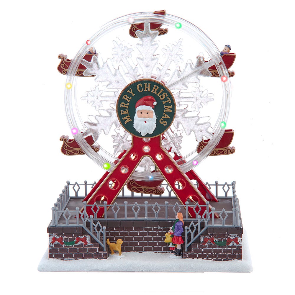 Kurt Adler Battery Operated Musical Animated Santa Ferris Wheel JEL1334