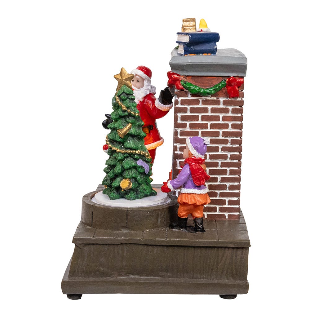 Kurt Adler Battery Operated Animated Fireplace Scene with Santa and Tree