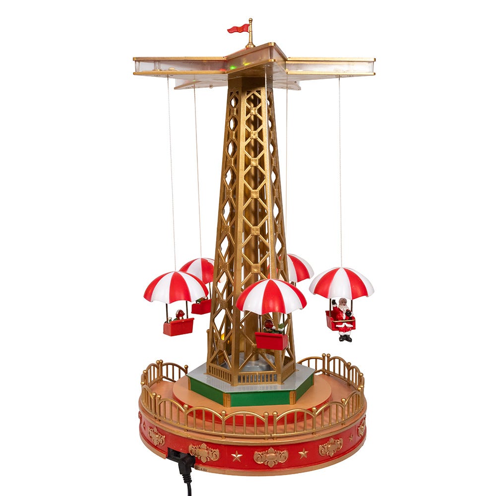 Kurt Adler LED Lighted Musical Santa Balloon Drop Table Piece