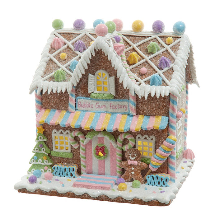 Kurt Adler 8.07-Inch Battery Operated LED Lighted Gingerbread Bubblegum Factory