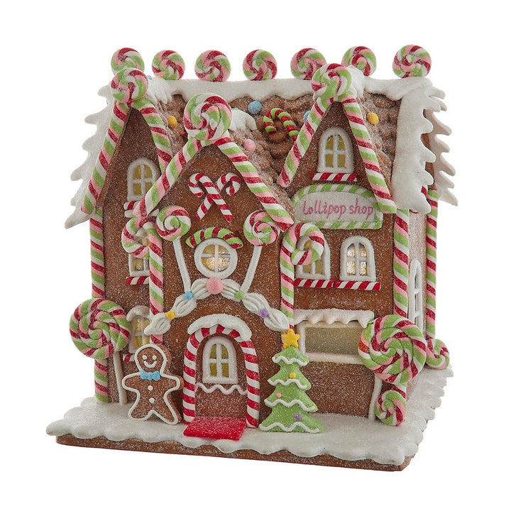 Kurt Adler 8.46-Inch Battery Operated LED Lighted Gingerbread Lollipop Shop