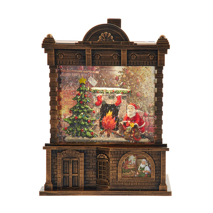 Kurt Adler  5.84-Inch Battery Operated Lighted Santa Fireplace Water Lantern House