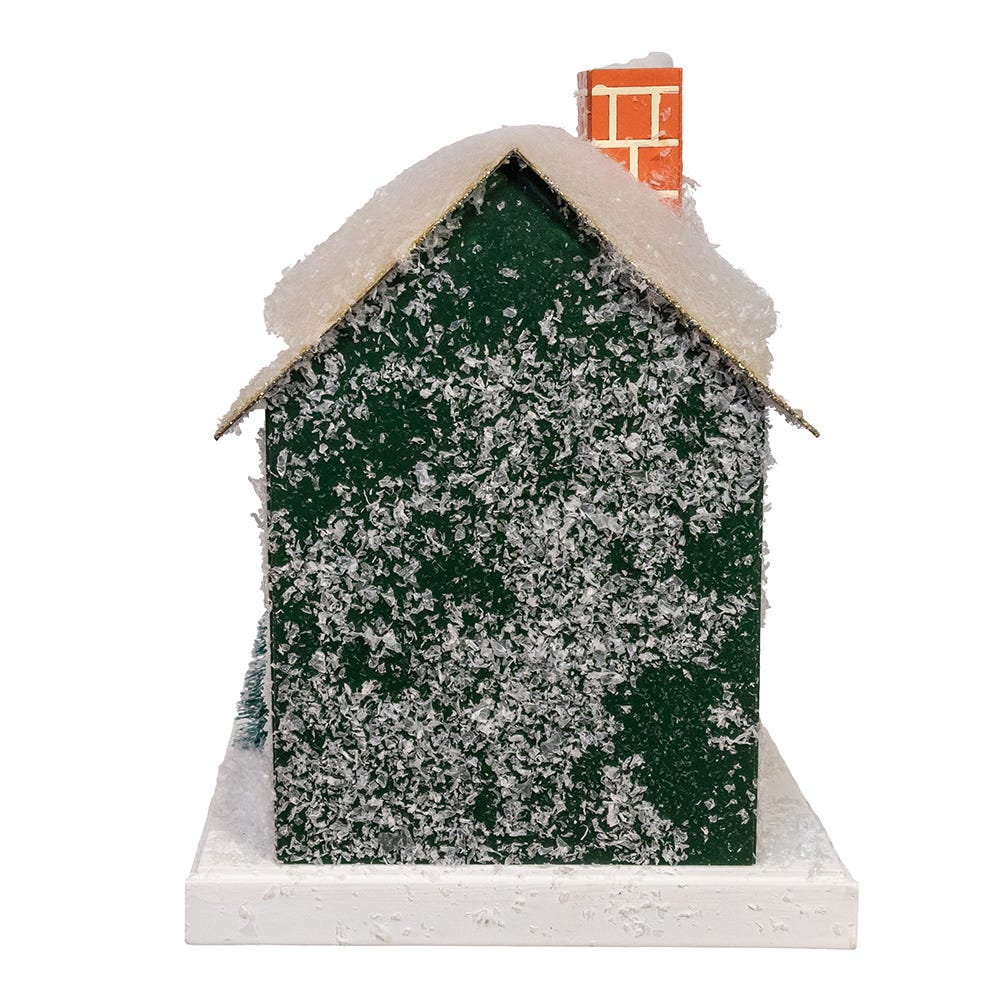 Kurt Adler 7.5-Inch Battery Operated LED Lighted Green Paper House Table Piece