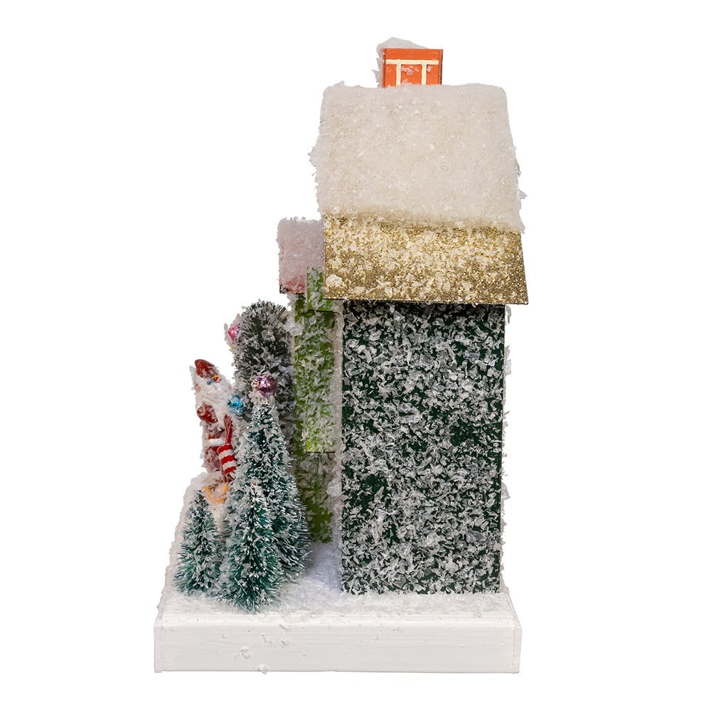 Kurt Adler 7.5-Inch Battery Operated LED Lighted Green Paper House Table Piece