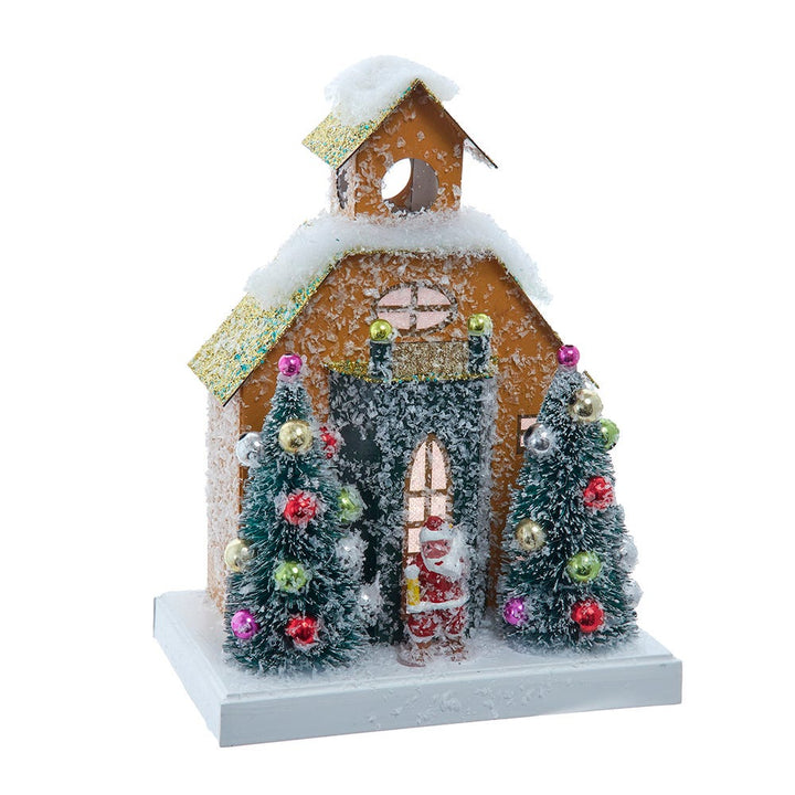 Kurt Adler 8.75-Inch Battery Operated LED Lighted Gold Paper House Table Piece JEL1423