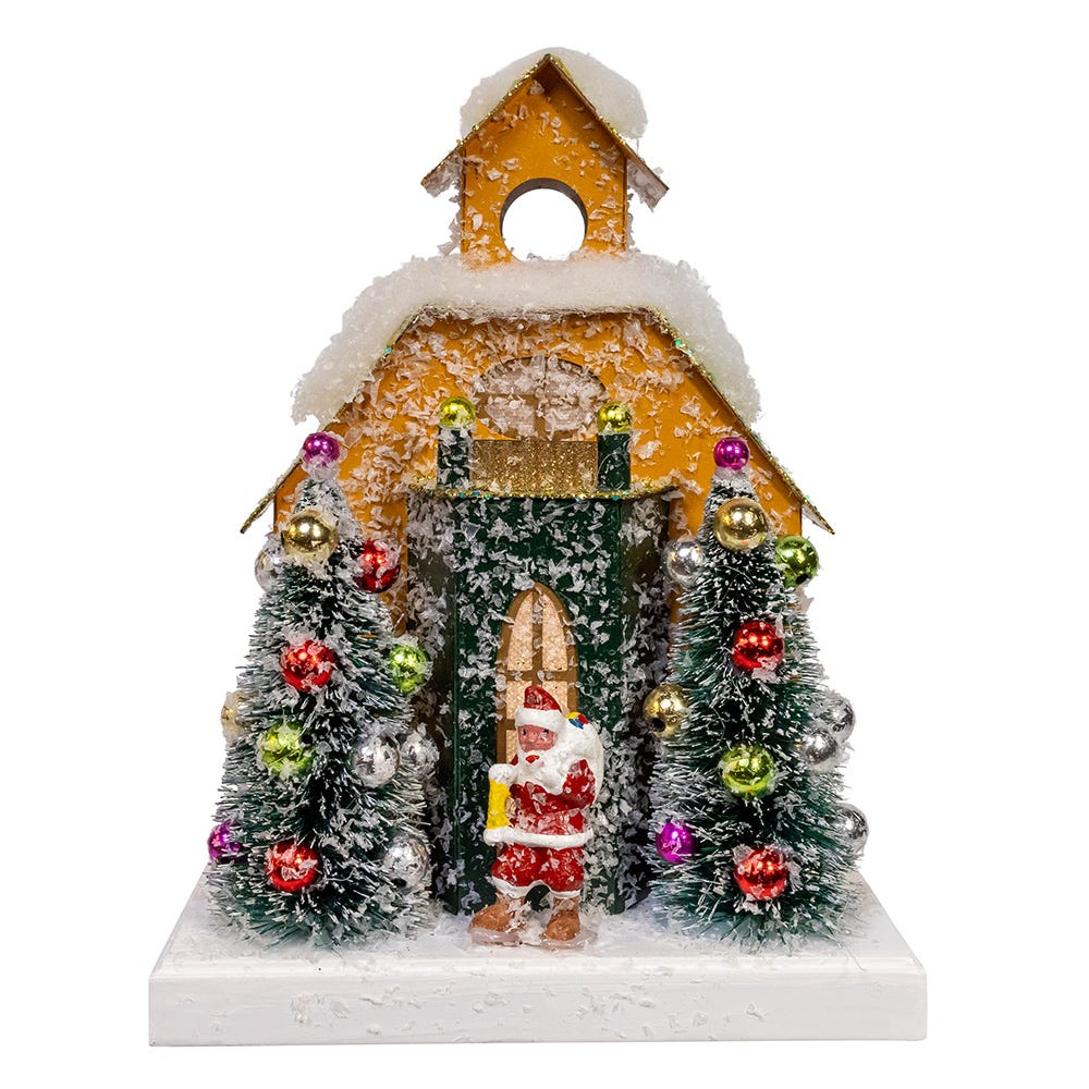 Kurt Adler 8.75-Inch Battery Operated LED Lighted Gold Paper House Table Piece