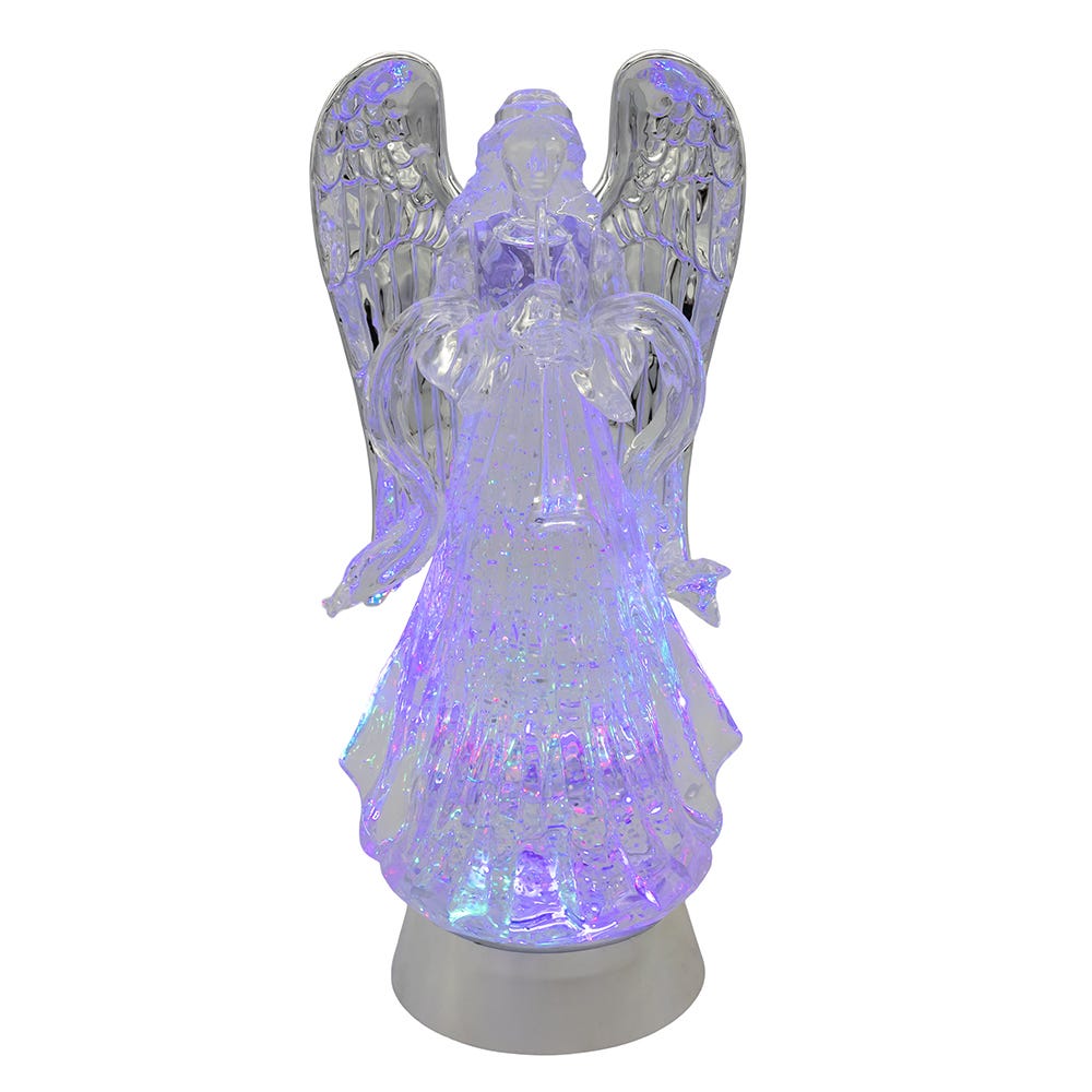 Kurt Adler 13.25-Inch Battery-Operated USB LED Lighted Angel With Horn Water Globe JEL1431