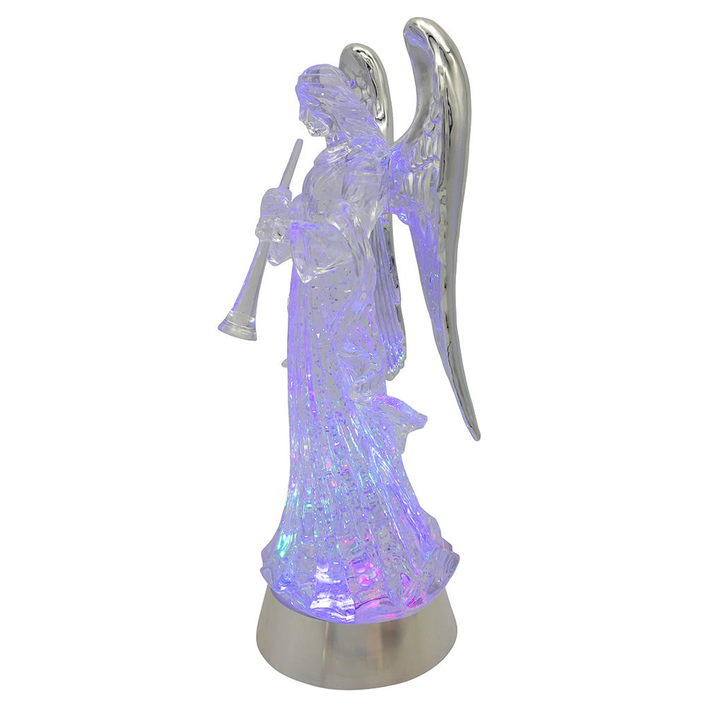 Kurt Adler 13.25-Inch Battery-Operated USB LED Lighted Angel With Horn Water Globe