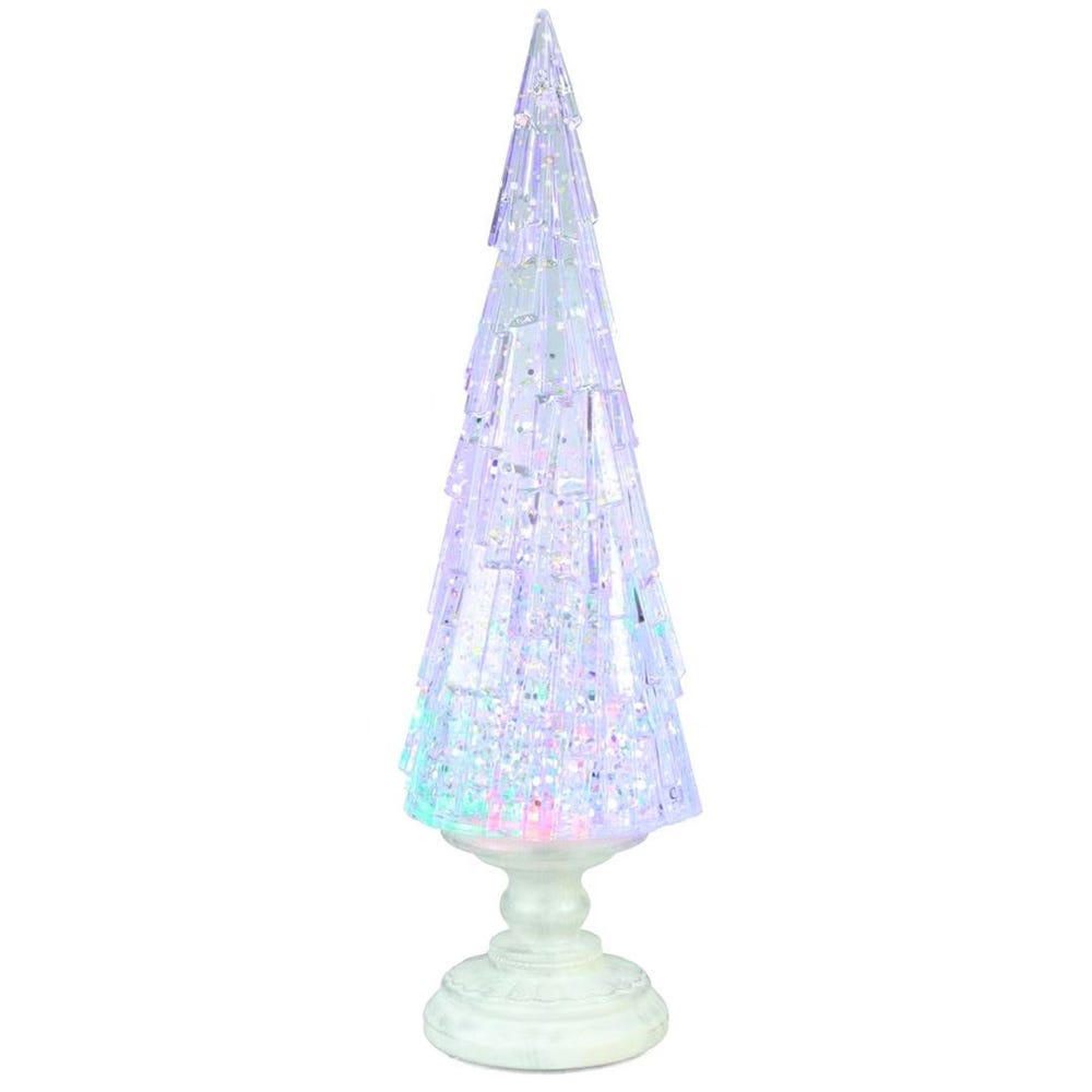 Kurt Adler 17.25-Inch Battery Operated USB LED Lighted Christmas Tree Lantern with Spinning Glitter Water JEL1432