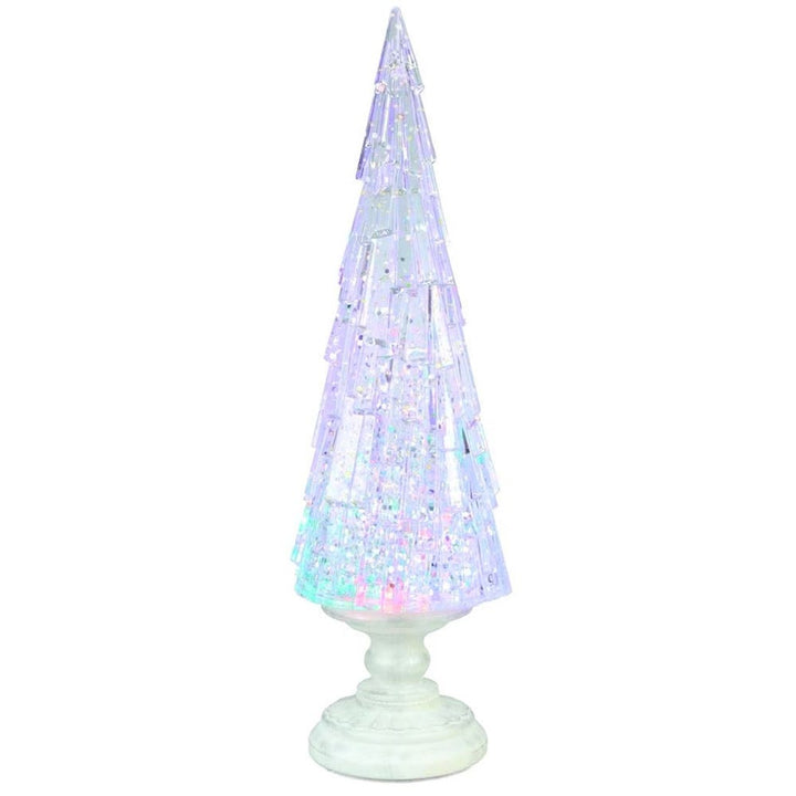 Kurt Adler 17.25-Inch Battery Operated USB LED Lighted Christmas Tree Lantern with Spinning Glitter Water JEL1432