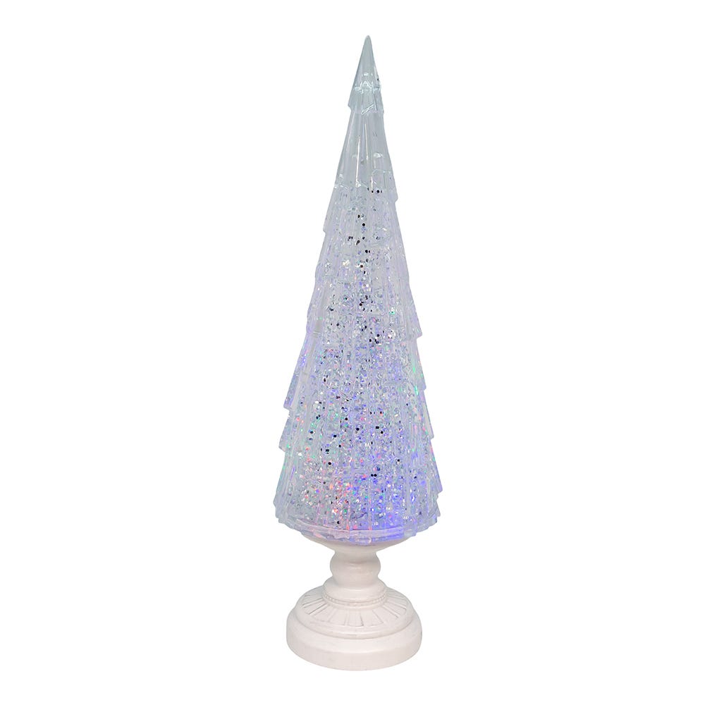 Kurt Adler 17.25-Inch Battery Operated USB LED Lighted Christmas Tree Lantern with Spinning Glitter Water