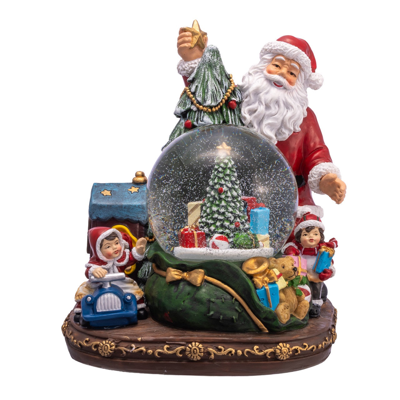 Kurt Adler 100MM Musical Santa With Children & Tree Water Globe #JEL1435