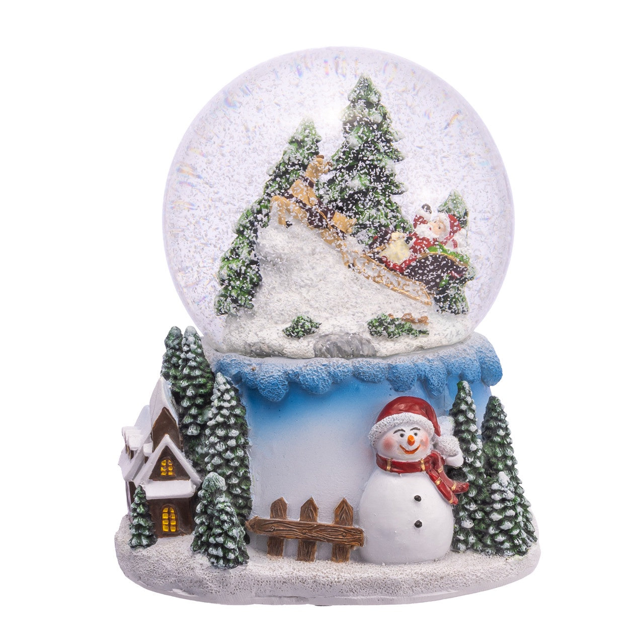 Kurt Adler 100MM Musical Santa, Snowman & Tree Snow Globe #JEL1439