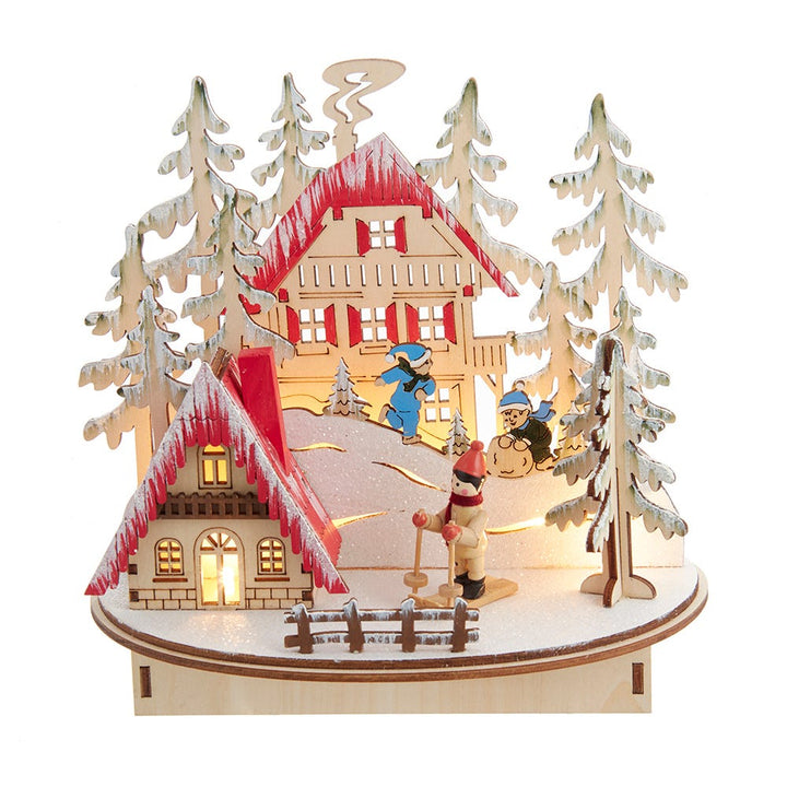 Kurt Adler 7.9-Inch Battery-Operated Light Up Ski Resort Village