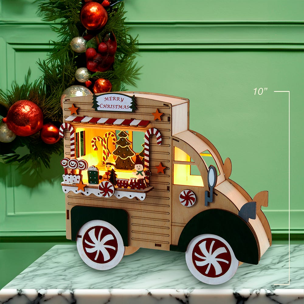 Kurt Adler 10-Inch Battery-Operated Lit Merry Christmas Gingerbread Truck