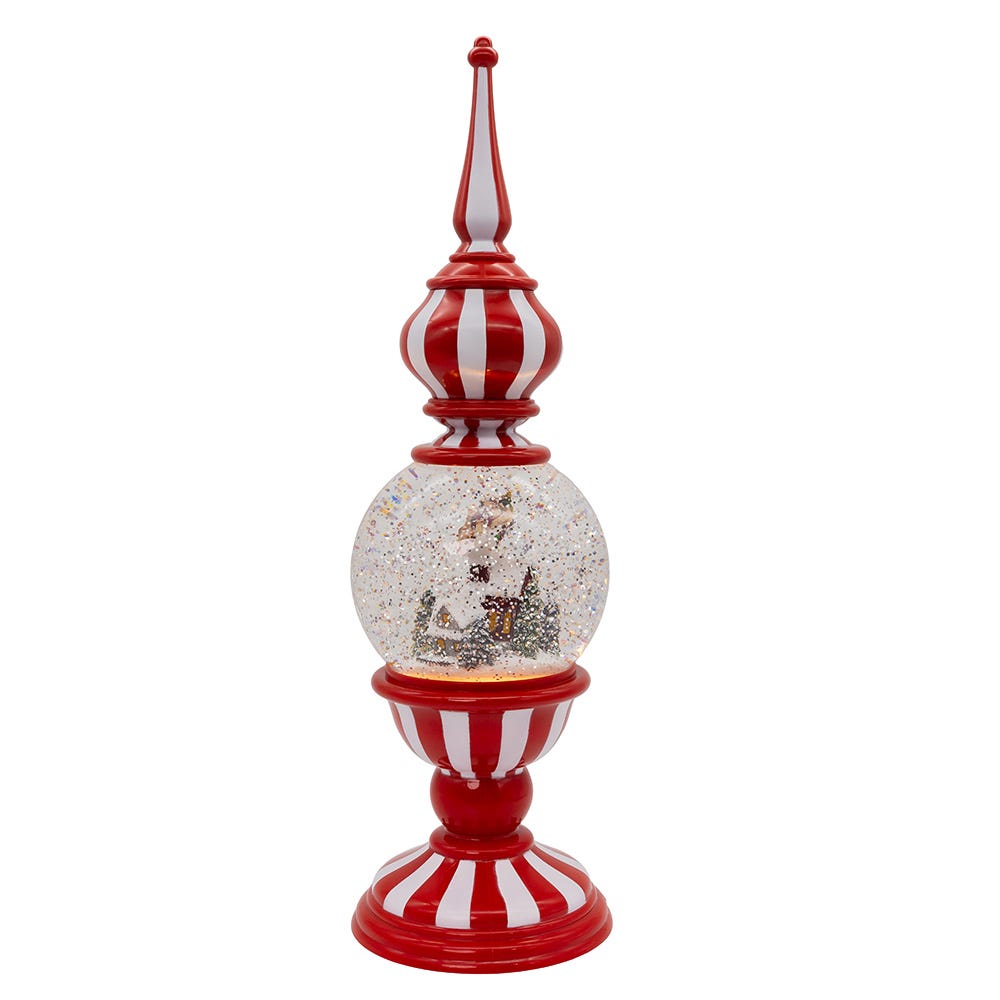 Kurt Adler 16-Inch Battery Operated Lighted Tower with Santa Scene Village