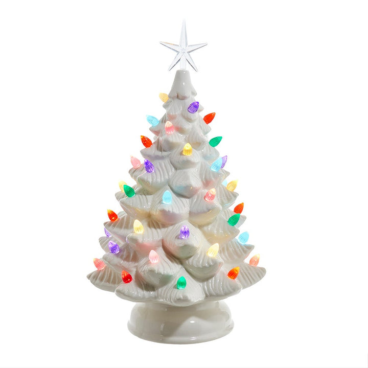 Kurt Adler 14-Inch Battery Operated LED Lighted Ceramic White Tree Table Piece