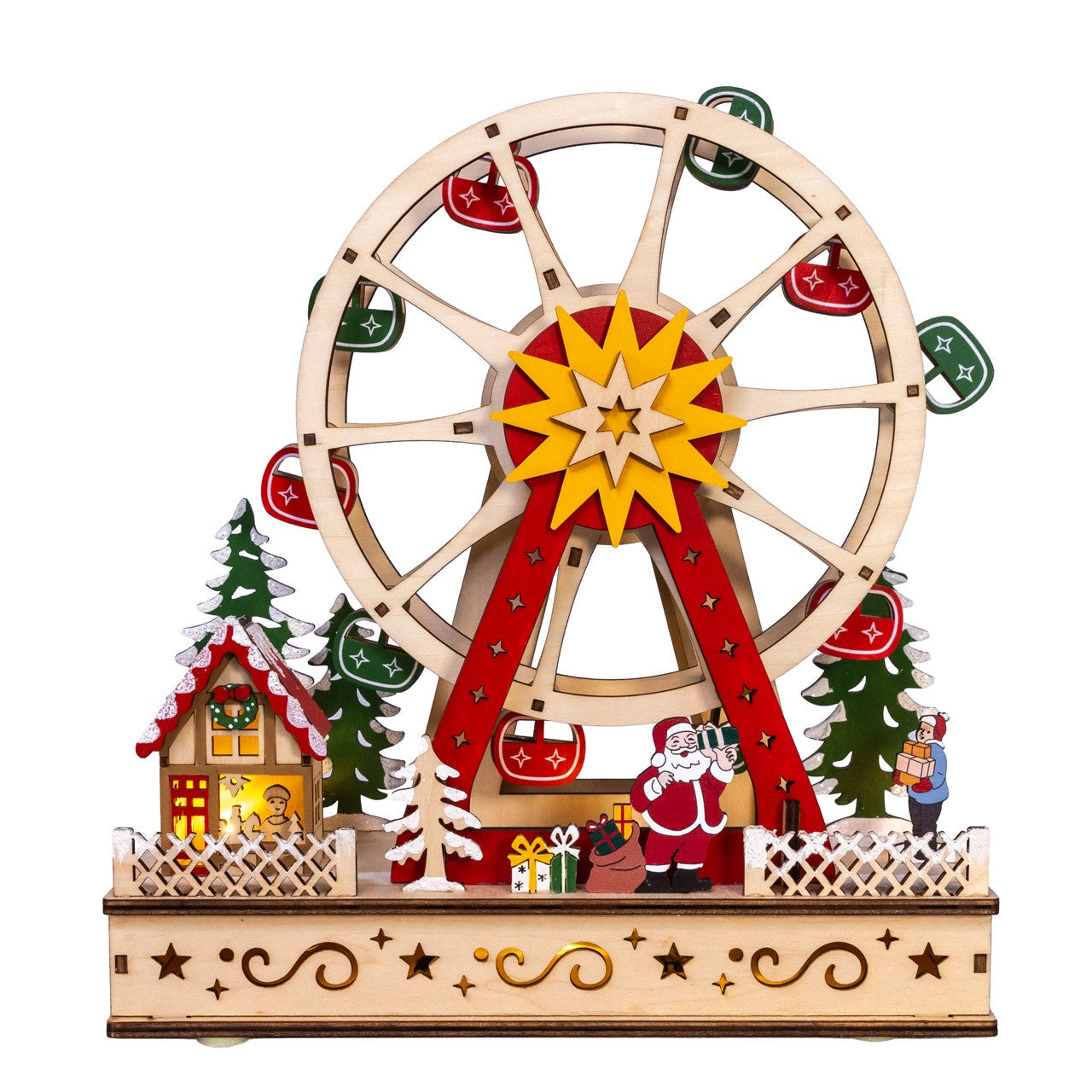 Kurt Adler Battery Operated Warm White LED Ferris Wheel With Santa #JEL2402
