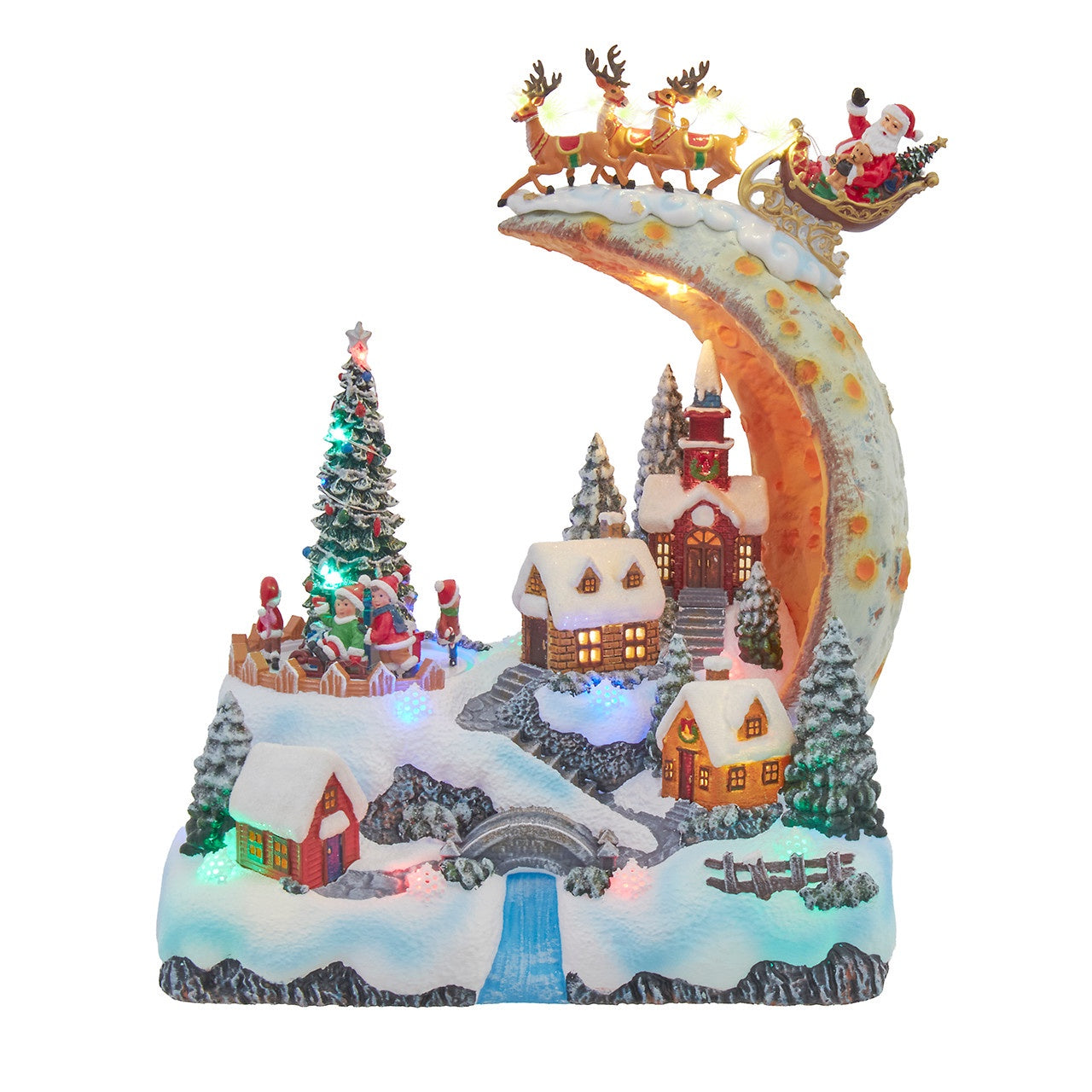 Kurt Adler 11" Battery Operated Lighted USB Santa On Sled With Deer Table Piece #JEL2408