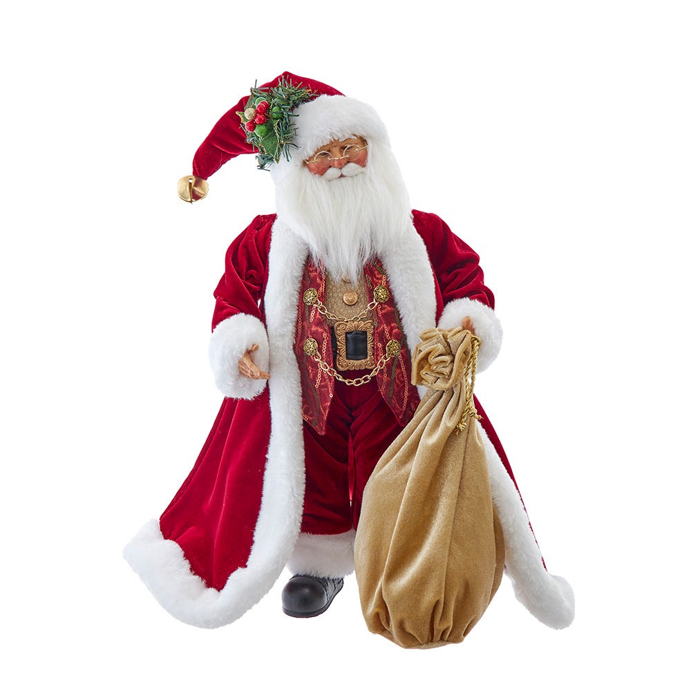 Kurt Adler 17-Inch Jacqueline Kent Traditional Red Santa with Bag JK2501
