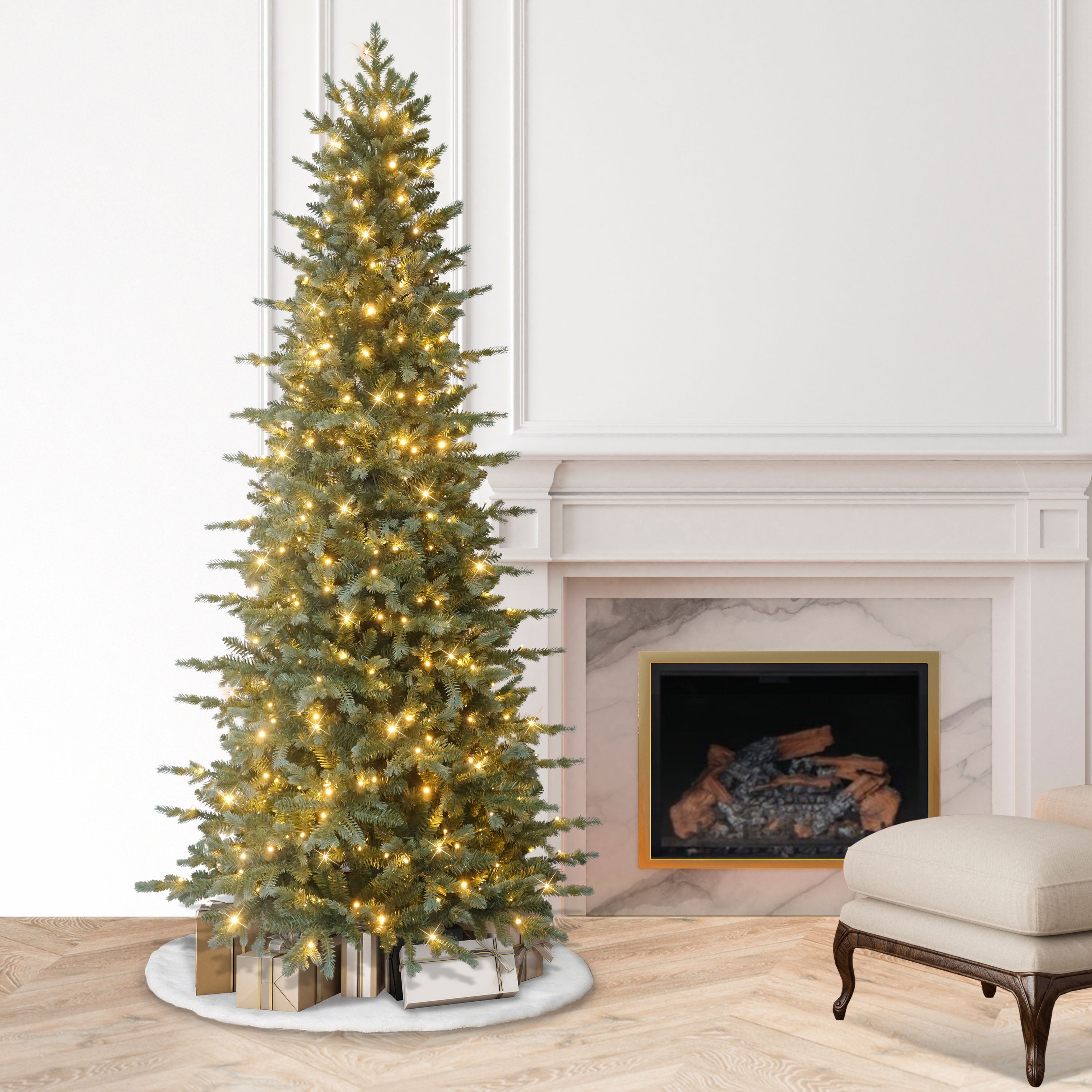 7.5' Pre-Lit Slim Linden Fir Tree
