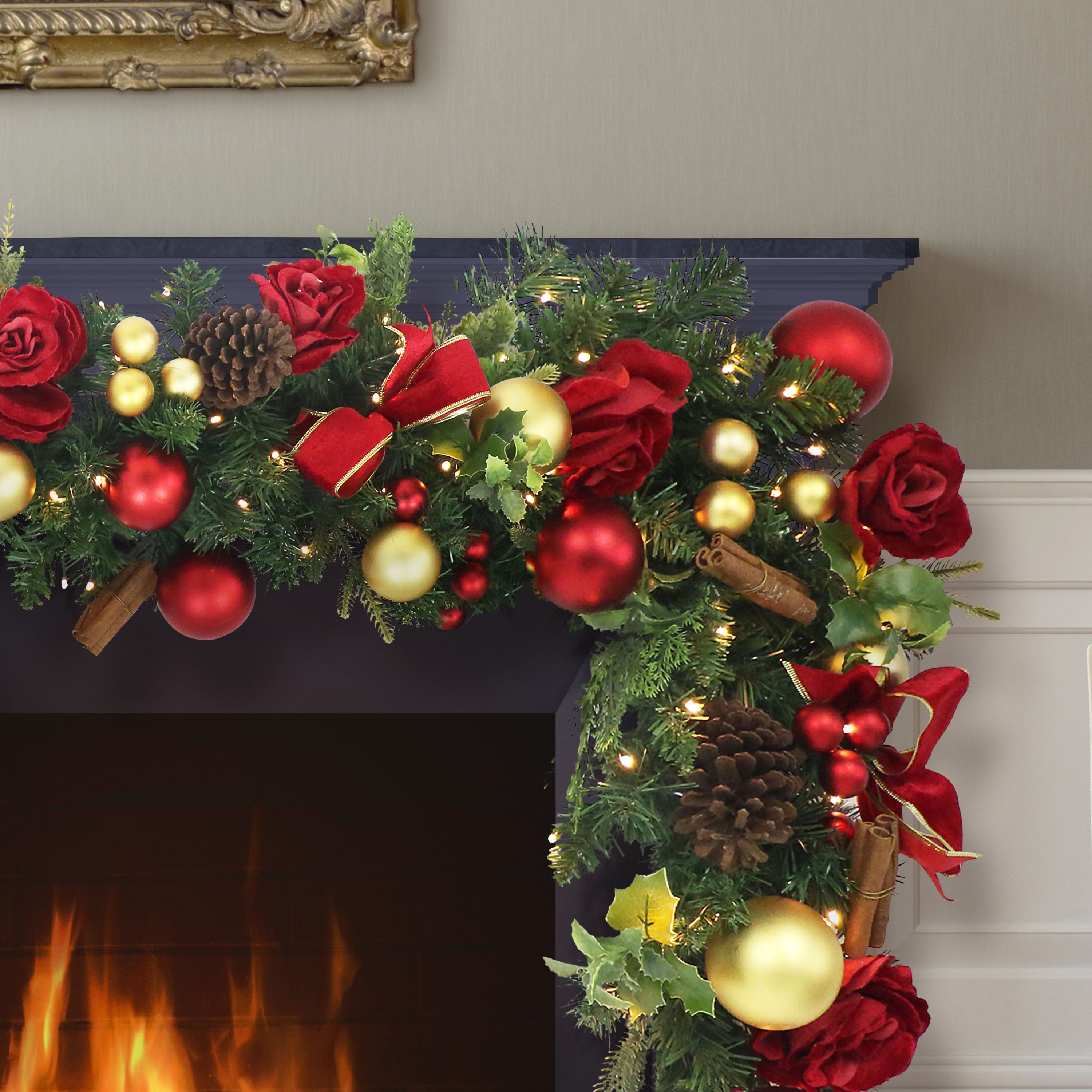6' x 10" Pre-Lit Adorned Battery-Operated Garland