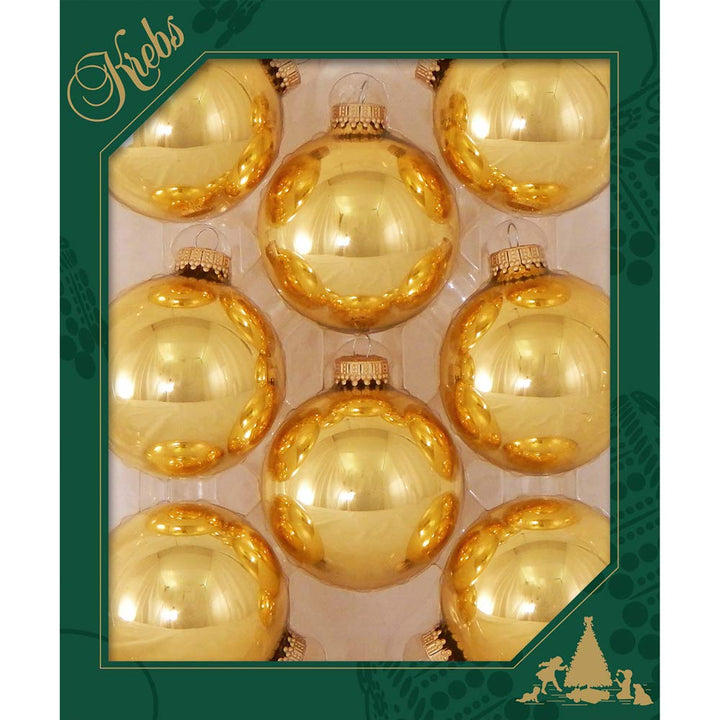 Christmas by Krebs Golden Topaz 2.63 in Glass Christmas Tree Ornaments Set of 8 #KBX90251