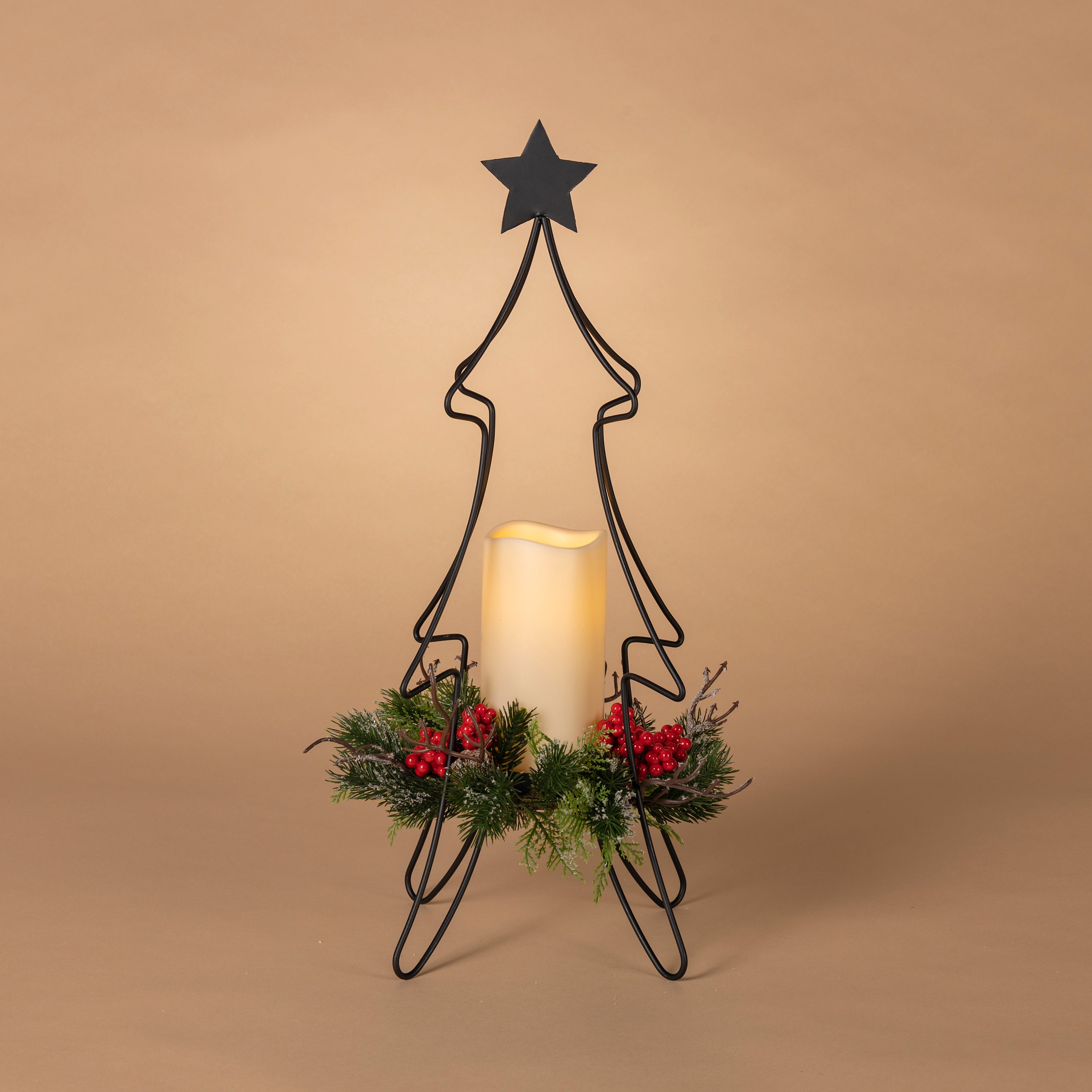 Holiday Metal Tree Candleholder with LED Flame 2665560EC