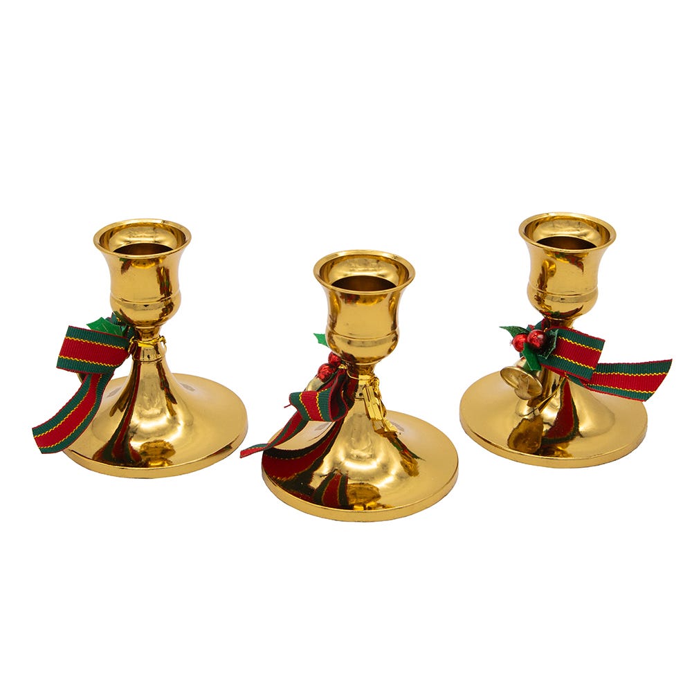 Kurt Adler 3-Inch Candleholder 3-Piece Set