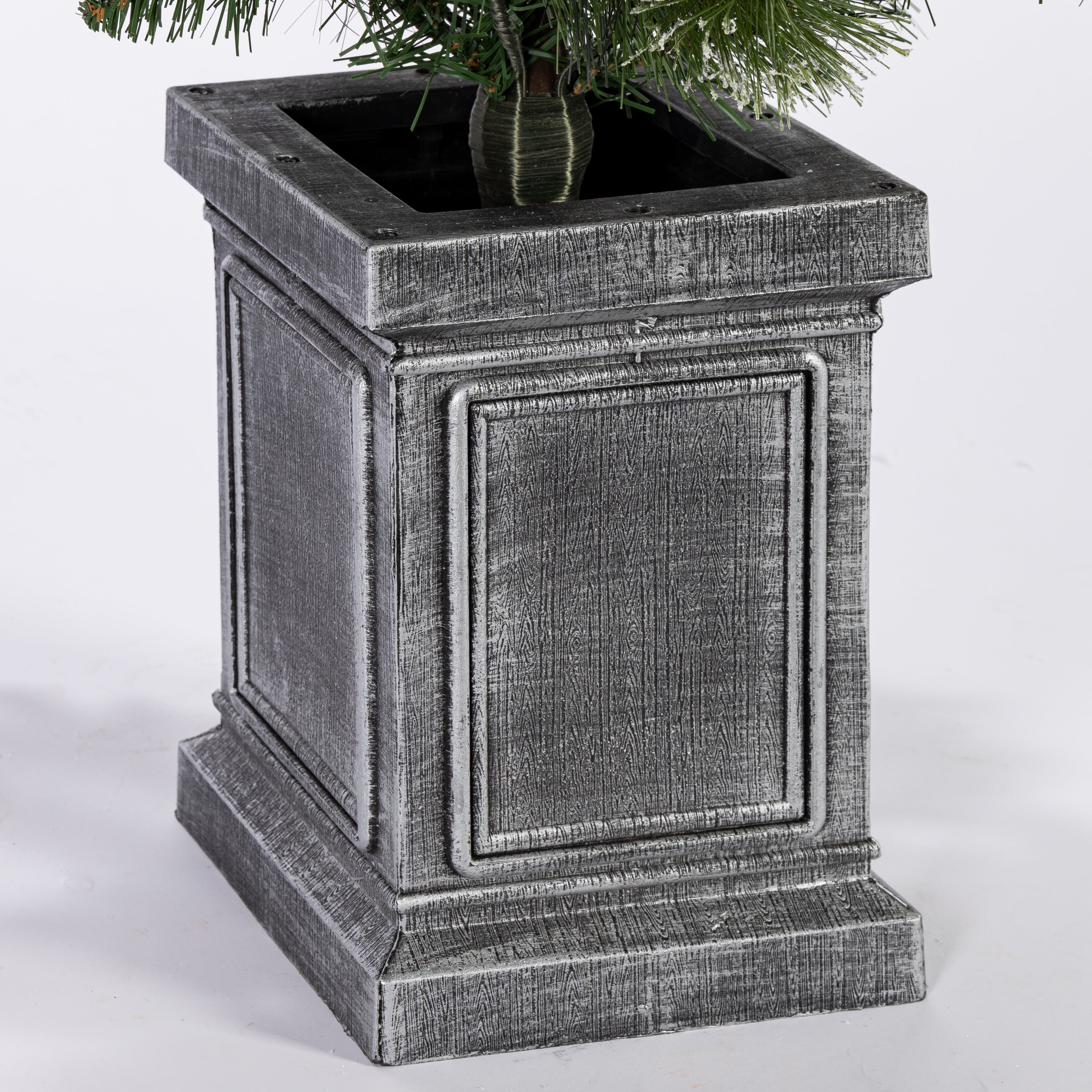 Hand detailed 4'H Battery Operated Lighted Mixed Pine Lantern Pole Porch Tree with 40 – Holiday Accent Lantern