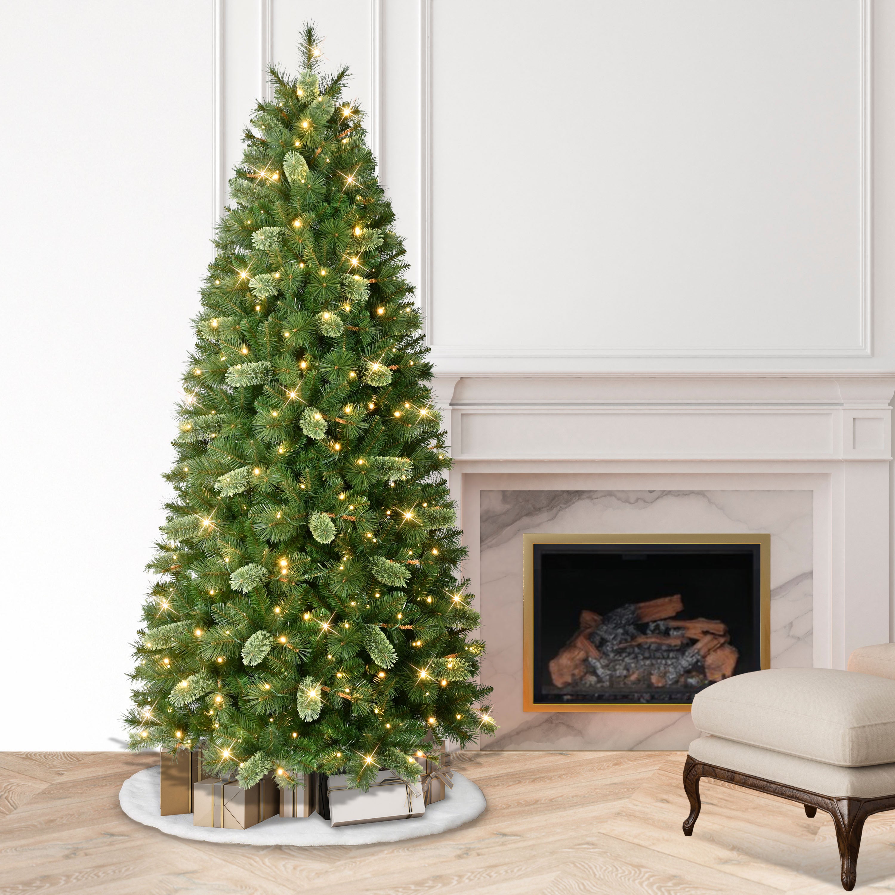 7.5' Pre-Lit Slim Teton Pine Tree