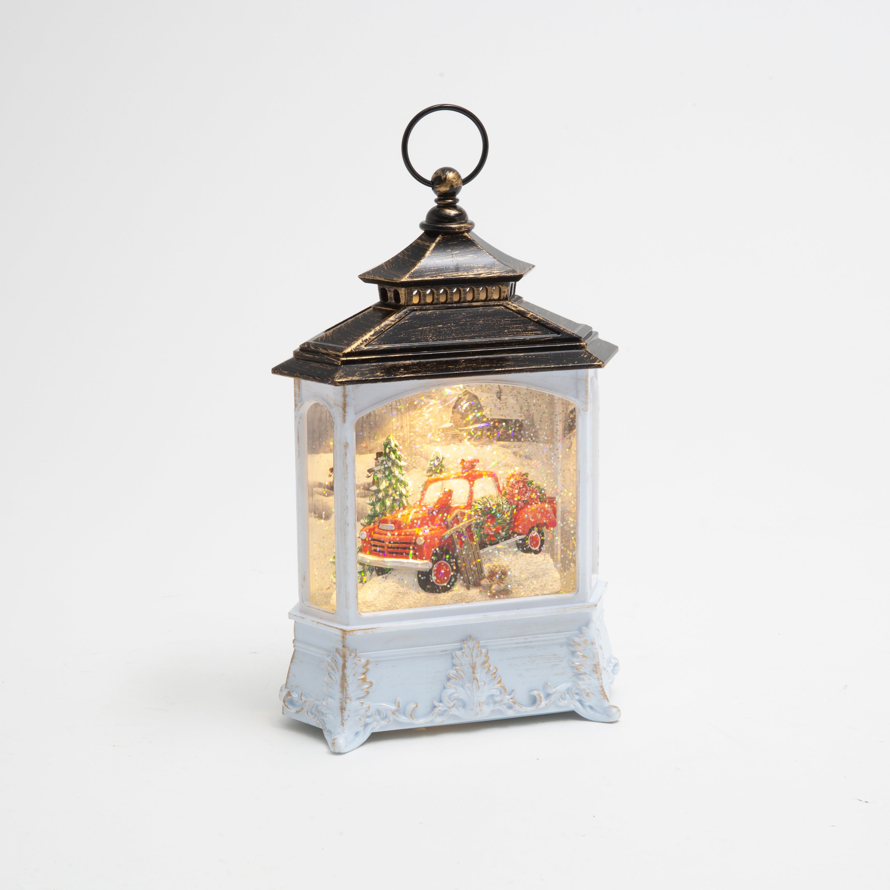 Lighted 10.4 in H Battery Operated Lighted Spinning Water Globe Lantern