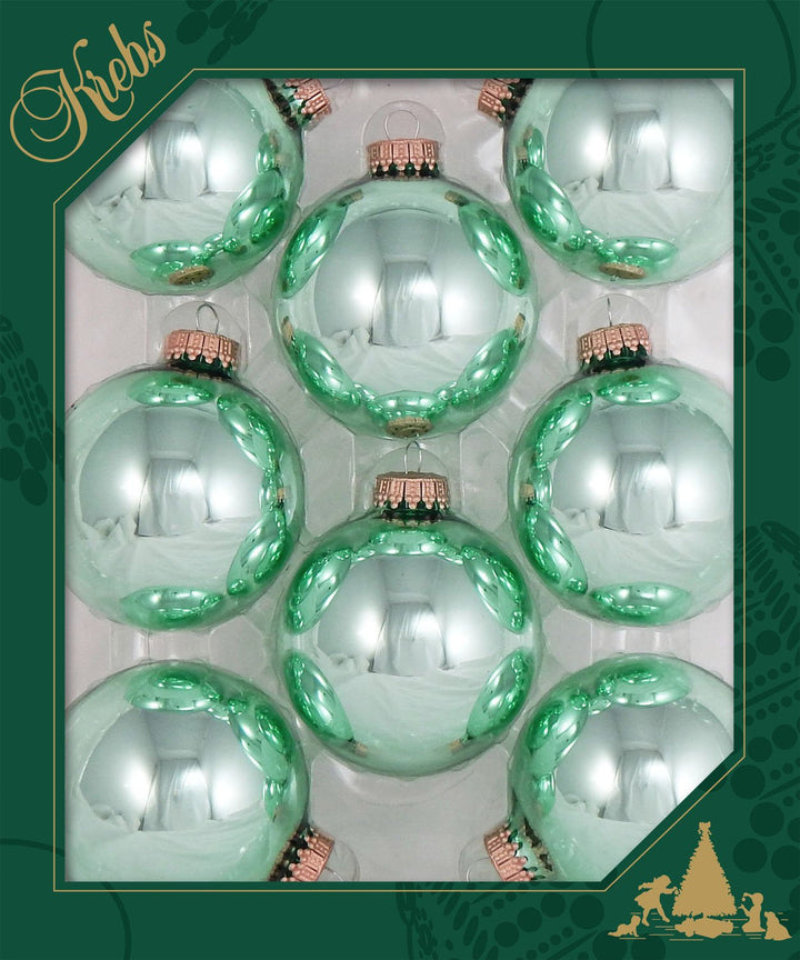 Christmas by Krebs Seafoam Green 2.63 in Glass Christmas Tree Ornaments Set of 8 #KBX60007