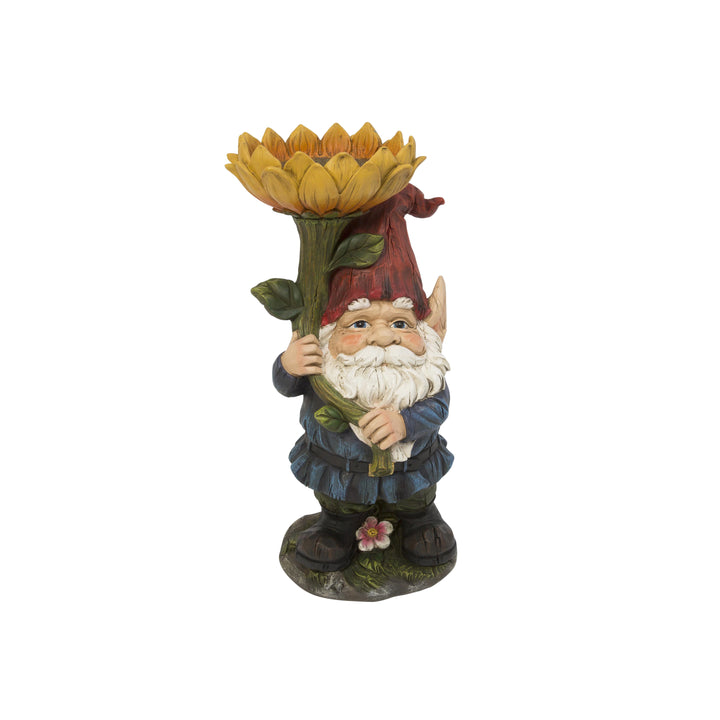 18.9 Inch Whimsical Resin Gnome with Sunflower Figurine 2514440EC