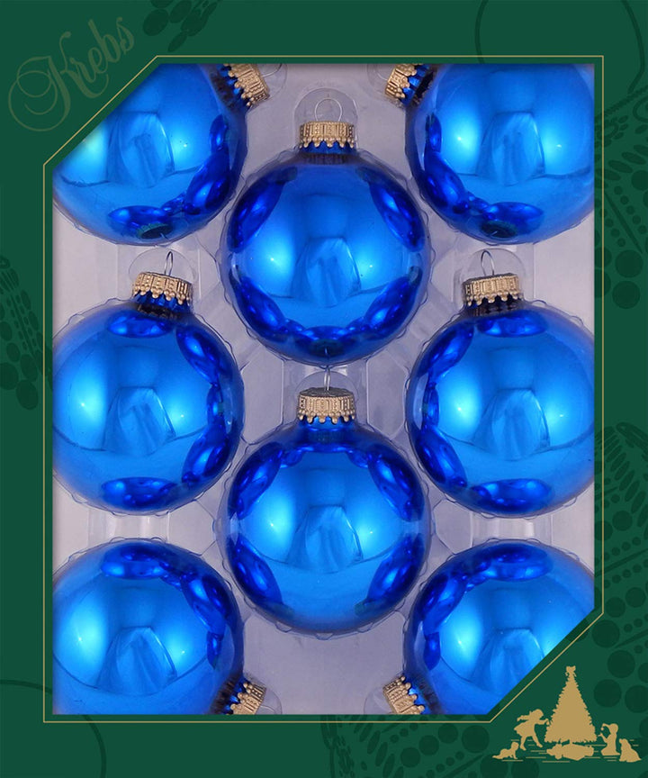 Christmas by Krebs Classic Blue Shine 2.63 in Glass Christmas Tree Ornaments Set of 8 #KBX70418