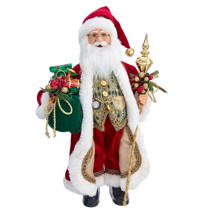 Kurt Adler 17-Inch Kringle Klaus Elegant Santa with Staff and Bag of Gifts