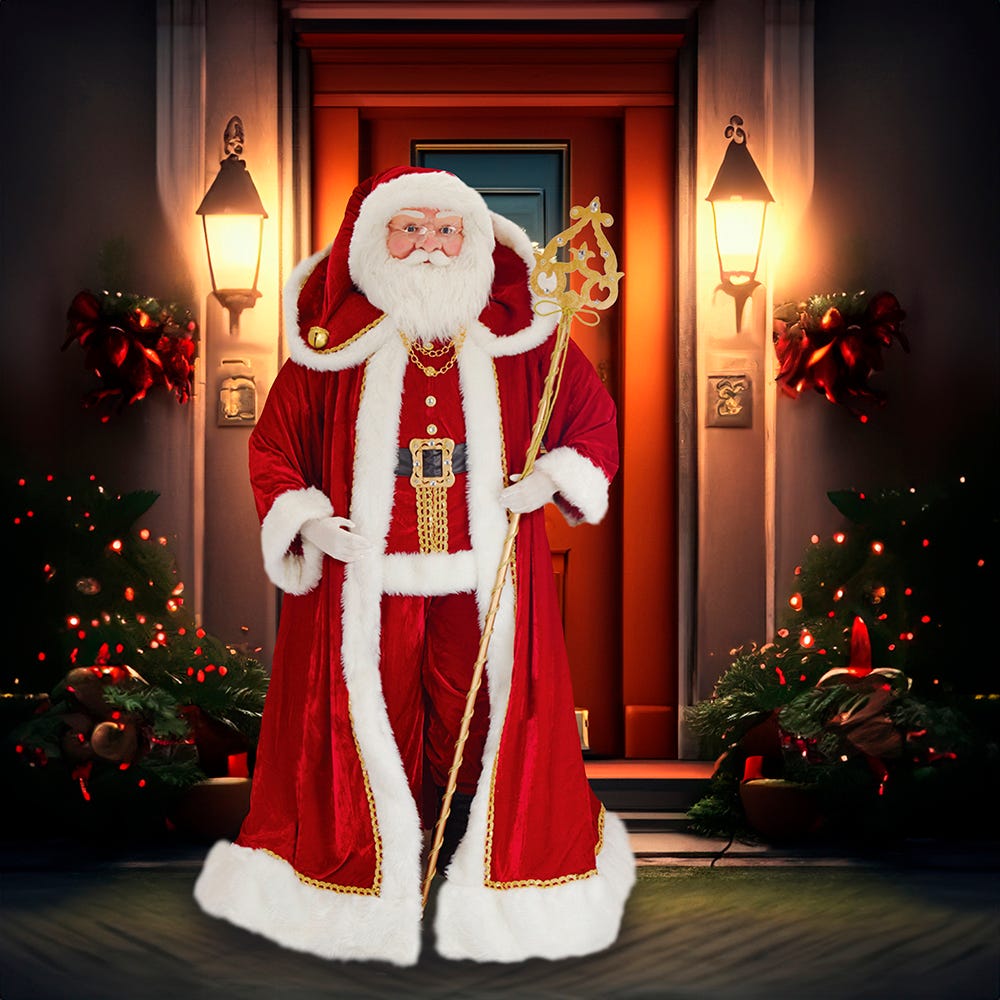 Kurt Adler 72-Inch Kringle Klaus Elegant Santa with Staff