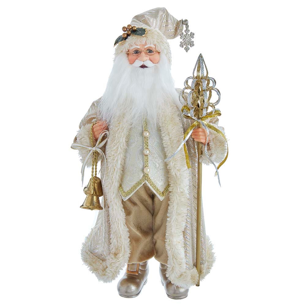 Kurt Adler 17-Inch Light Gold Santa with Staff and Bells KK0106