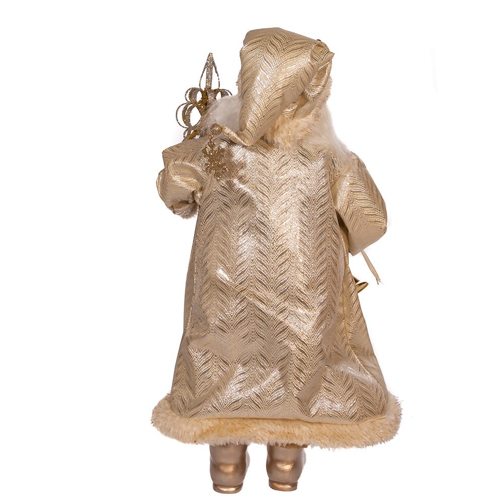 Kurt Adler 17-Inch Light Gold Santa with Staff and Bells