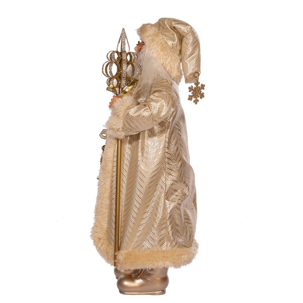 Kurt Adler 17-Inch Light Gold Santa with Staff and Bells