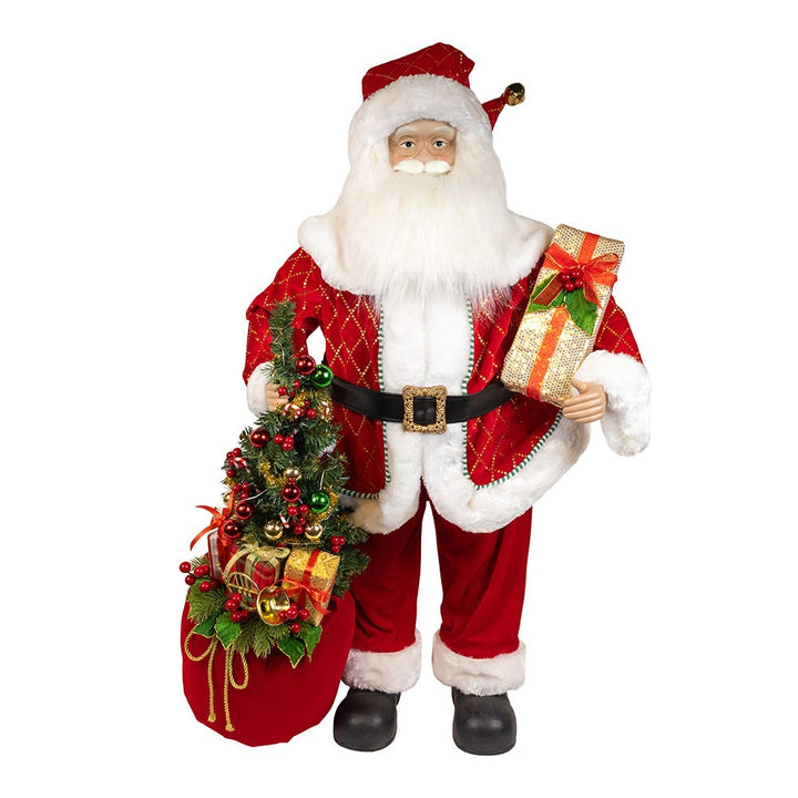 Kurt Adler 36-Inch Kringles Battery-Operated Santa With Bag and Tree