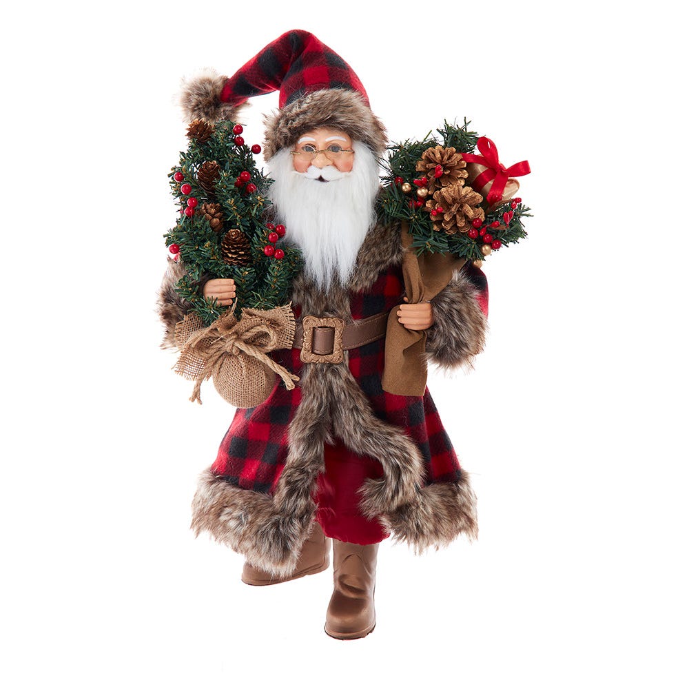 Kurt Adler 17-Inch Kringles Klaus Santa with Plaid Coat KK0144